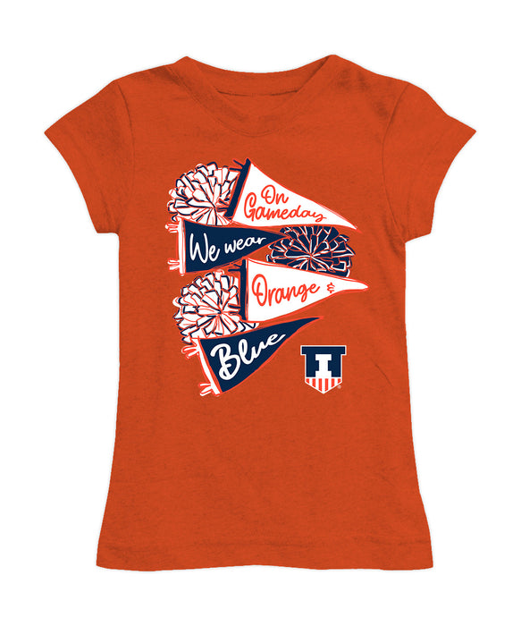  Illinois Fighting Illini Girl´s Fitted Cotton T-shirt Orange