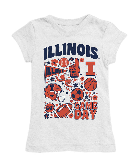  Illinois Fighting Illini Girl´s Fitted Cotton T-shirt White