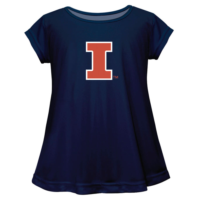  Illinois Fighting Illini Short Sleeve Youth Cotton Top Navy