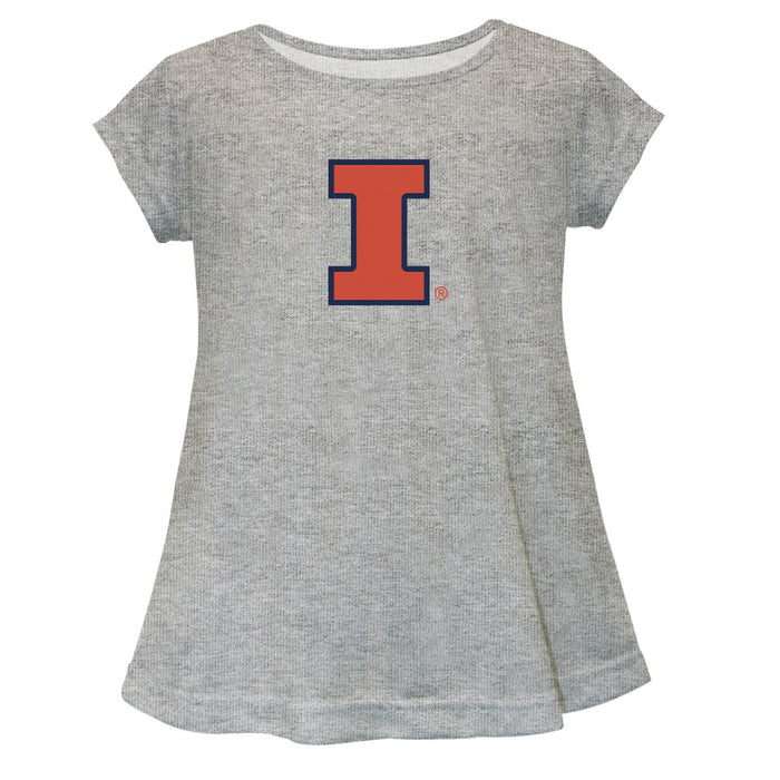  Illinois Fighting Illini Short Sleeve Youth Cotton Top Grey