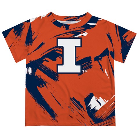  Illinois Fighting Illini Vive La Fete Boys Game Day Orange Short Sleeve Tee Paint Brush