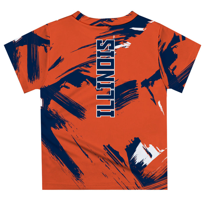  Illinois Fighting Illini Vive La Fete Boys Game Day Orange Short Sleeve Tee Paint Brush