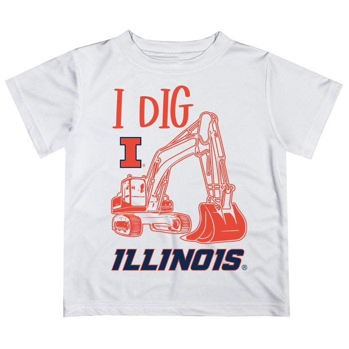  Illinois Fighting Illini Vive La Fete Excavator Boys Game Day White Short Sleeve Tee