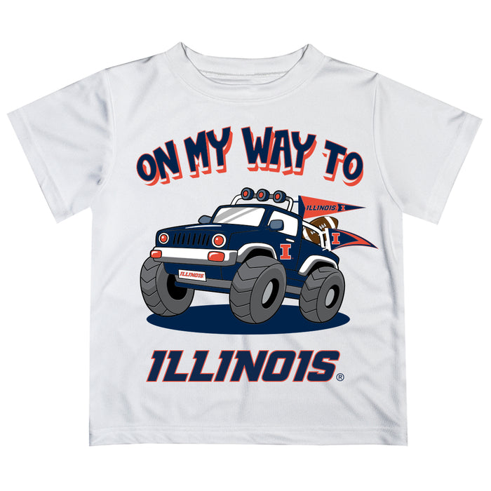  Illinois Fighting Illini Vive La Fete Monster Truck Boys Game Day White Short Sleeve Tee