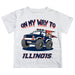  Illinois Fighting Illini Vive La Fete Monster Truck Boys Game Day White Short Sleeve Tee
