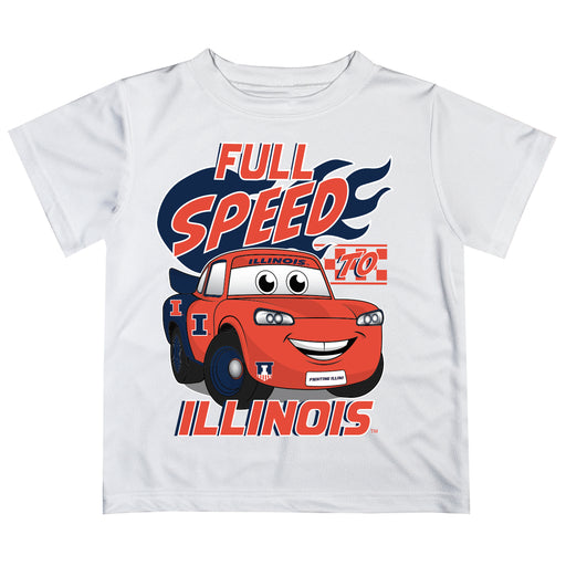  Illinois Fighting Illini Vive La Fete Toy Racing Car Boys Game Day White Short Sleeve Tee