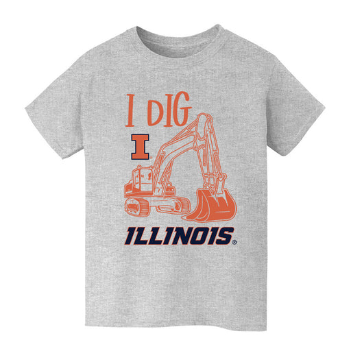  Illinois Fighting Illini Vive La Fete Excavator Heather Grey Cotton Short Sleeve Tee
