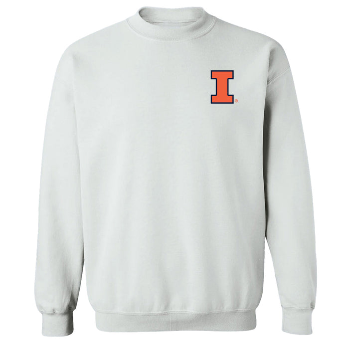  Illinois Fighting Illini Hand Sketched Vive La Fete Impressions Artwork White Crew Neck Sweatshirt for Women