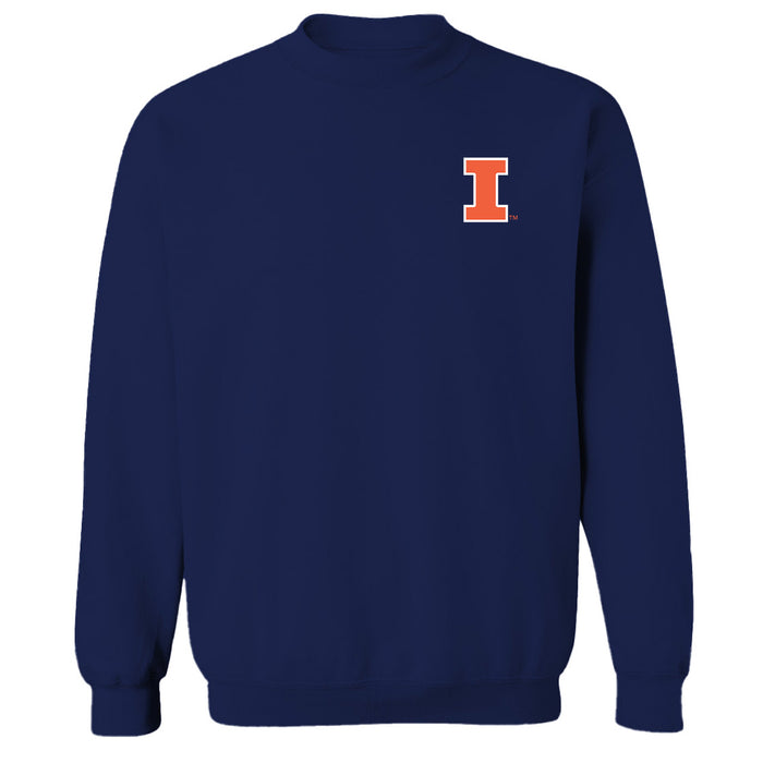  Illinois Fighting Illini Hand Sketched Vive La Fete Impressions Artwork Navy Crew Neck Sweatshirt for Women