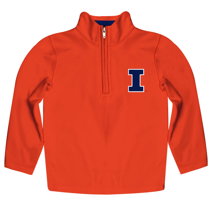 Illinois Fighting Illini Vive La Fete Logo and Mascot Name Womens Orange Quarter Zip Pullover