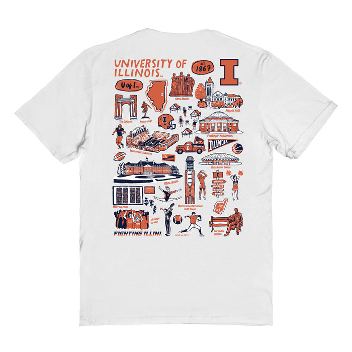  Illinois Fighting Illini Vive La Fete Impressions Artwork Womens Cotton Tshirt - Vive La Fête - Online Apparel Store