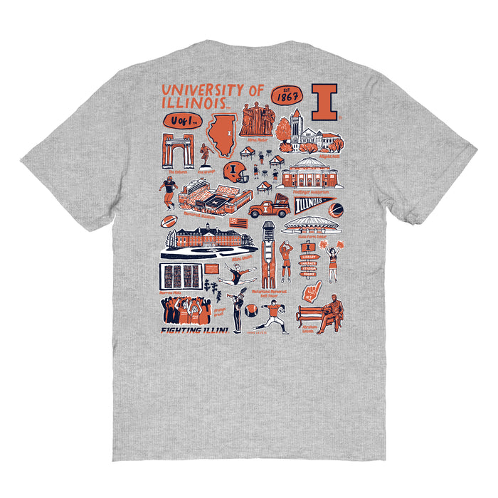  Illinois Fighting Illini Vive La Fete Impressions Artwork Womens Cotton Tshirt - Vive La Fête - Online Apparel Store