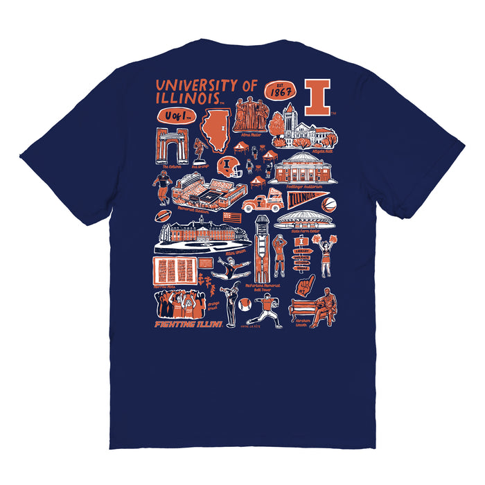  Illinois Fighting Illini Vive La Fete Impressions Artwork Womens Cotton Tshirt - Vive La Fête - Online Apparel Store