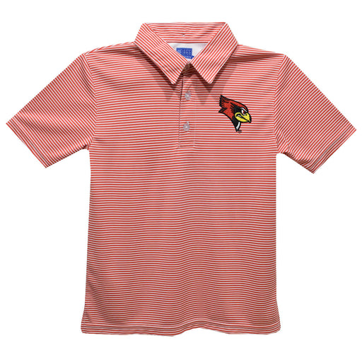 Illinois State University Redbirds Red Cardinal Stripes Short Sleeve Polo Box Shirt
