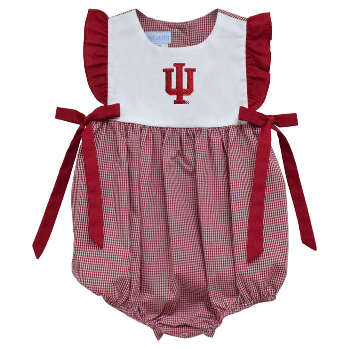 Indiana Hoosiers Embroidered Red Gingham Girls Bubble