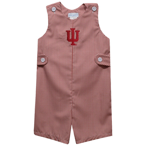 Indiana Hoosiers Embroidered Red Gingham Boys Jon Jon
