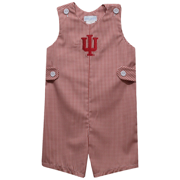 Indiana Hoosiers Embroidered Red Gingham Boys Jon Jon