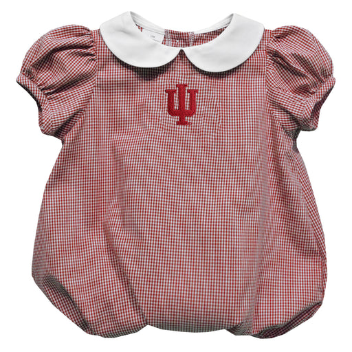 Indiana Hoosiers Embroidered Red Girls Baby Bubble Short Sleeve