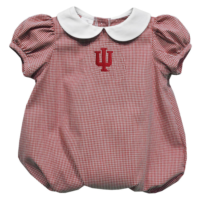 Indiana Hoosiers Embroidered Red Girls Baby Bubble Short Sleeve