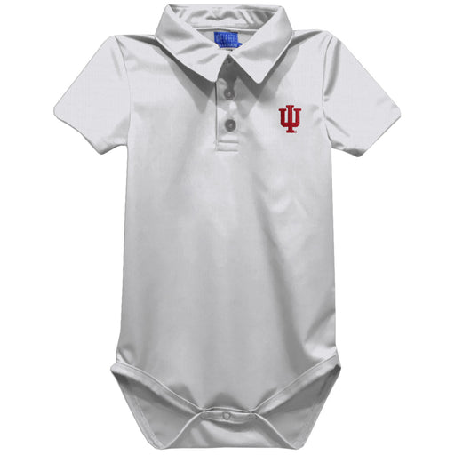 Indiana Hoosiers Embroidered White Solid Knit Polo Bodysuit