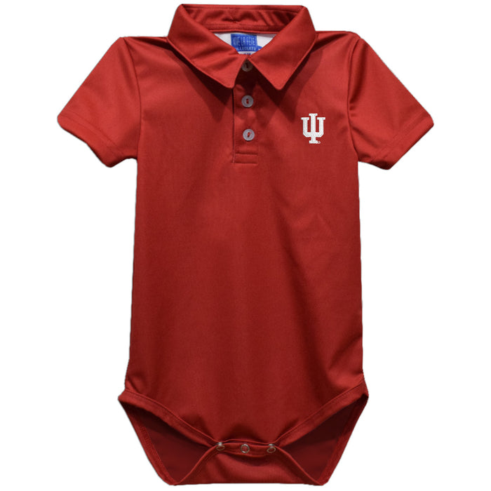 Indiana Hoosiers Embroidered Red Solid Knit Polo Bodysuit
