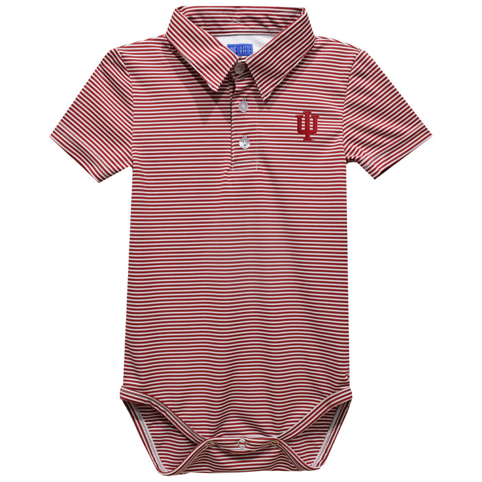 Indiana Hoosiers Embroidered Red Stripe Knit Polo Bodysuit