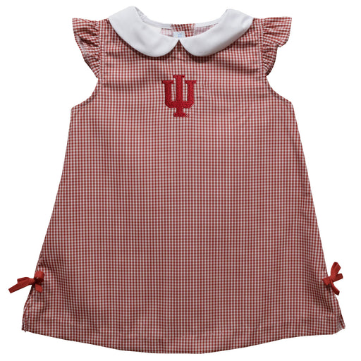 Indiana Hoosiers Embroidered Red Gingham A Line Dress