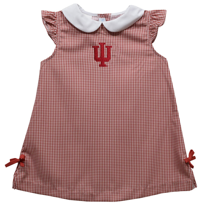 Indiana Hoosiers Embroidered Red Gingham A Line Dress