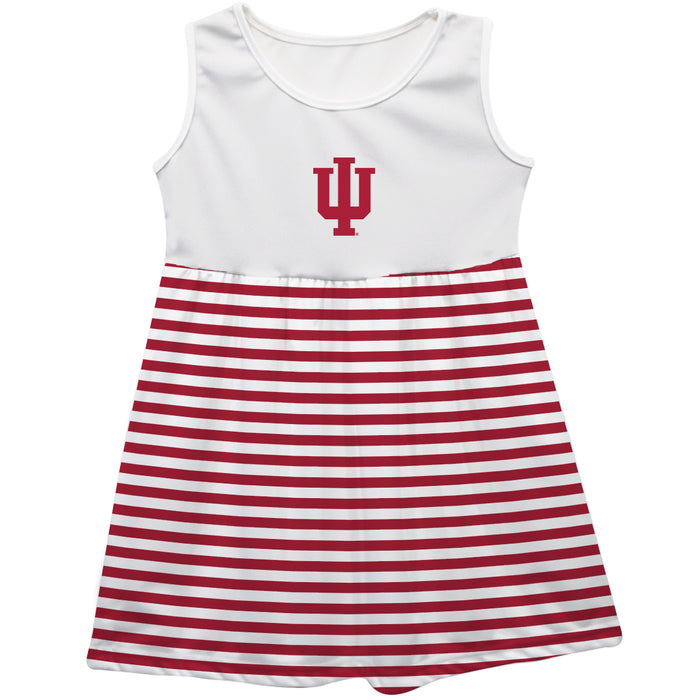 Indiana Hoosiers Vive La Fete Girls White Sleeveless Tank Dress Maroon Stripes on Skirt