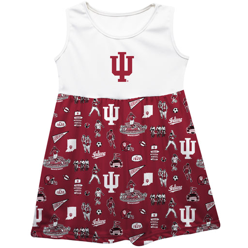 Indiana Hoosiers Sleeveless Tank Dress Girls Maroon Repeat Print Hand Sketched Vive La Fete Impressions