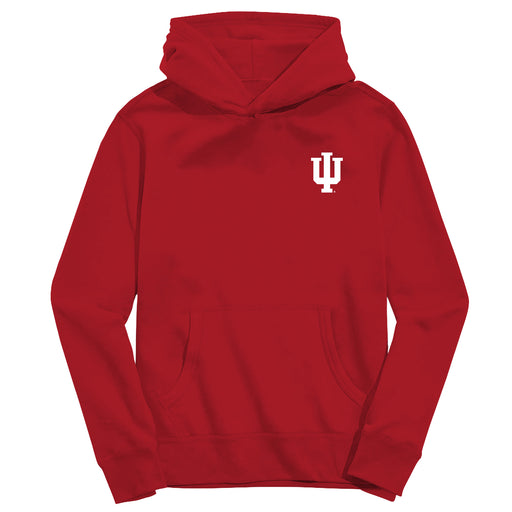 Indiana Hoosiers Hand Sketched Vive La Fete Impressions Artwork Red Boys Cotton Fleece Long Sleeve Hoodie