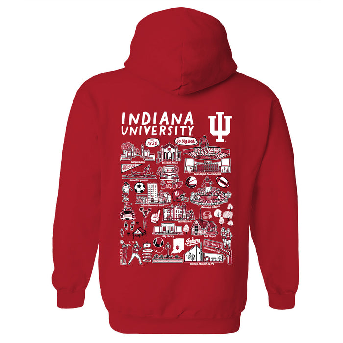 Indiana Hoosiers Hand Sketched Vive La Fete Impressions Artwork Red Boys Cotton Fleece Long Sleeve Hoodie