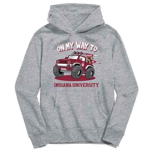 Indiana Hoosiers Vive La Fete On My Way Monster Truck Heather Grey Cotton Hoodie