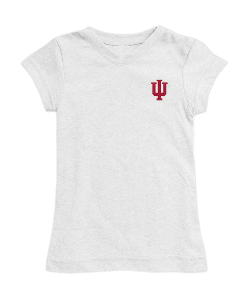 Indiana Hoosiers Hand Sketched Vive La Fete Impressions Artwork White Girls Cotton Short Sleeve Tee