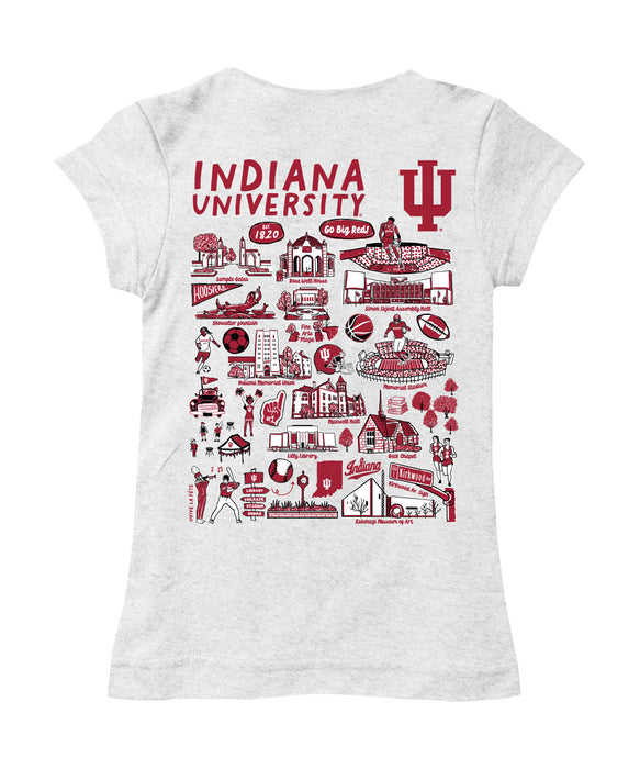 Indiana Hoosiers Hand Sketched Vive La Fete Impressions Artwork Girls Cotton Short Sleeve Tee