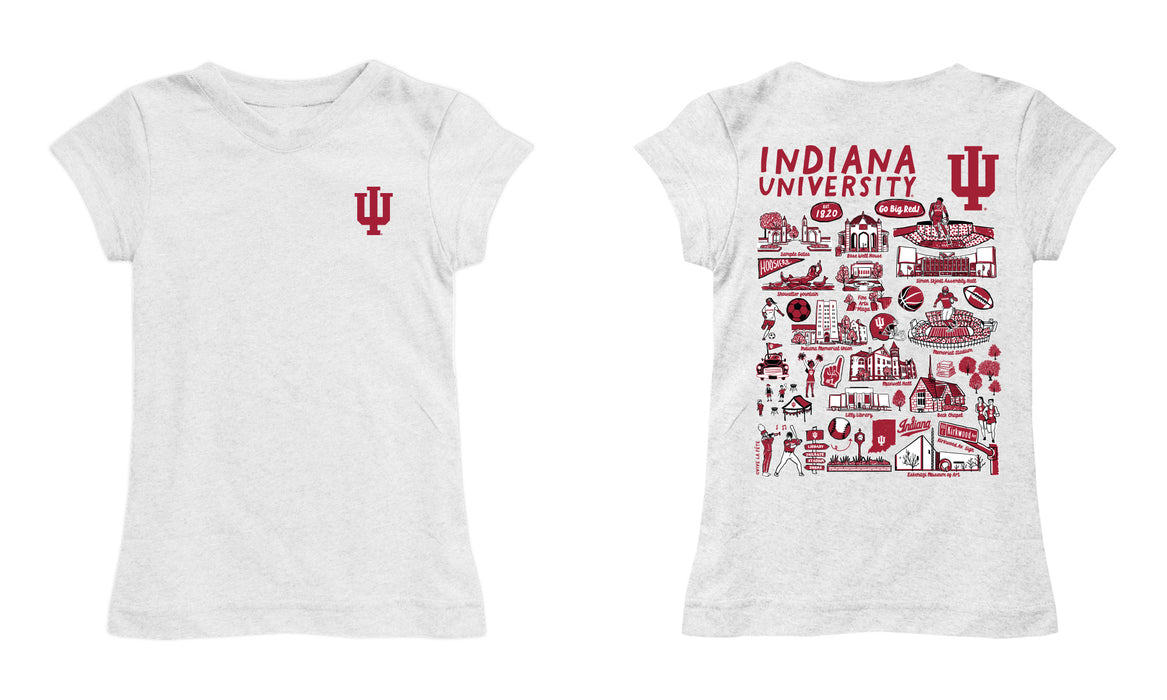Indiana Hoosiers Hand Sketched Vive La Fete Impressions Artwork Girls Cotton Short Sleeve Tee