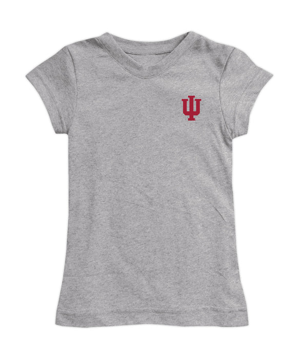 Indiana Hoosiers Hand Sketched Vive La Fete Impressions Artwork Grey Girls Cotton Short Sleeve Tee