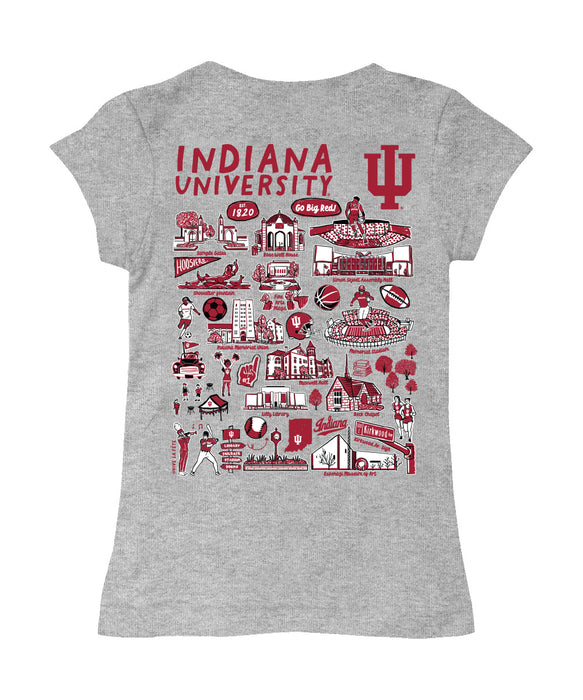 Indiana Hoosiers Hand Sketched Vive La Fete Impressions Artwork Girls Cotton Short Sleeve Tee