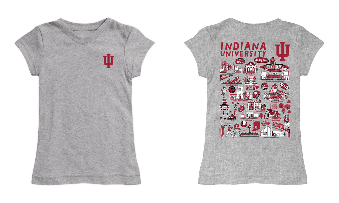 Indiana Hoosiers Hand Sketched Vive La Fete Impressions Artwork Girls Cotton Short Sleeve Tee