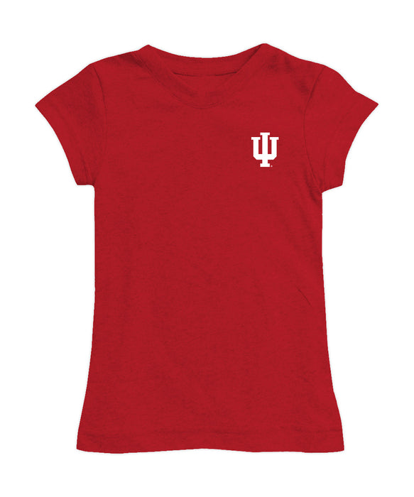 Indiana Hoosiers Hand Sketched Vive La Fete Impressions Artwork Red Girls Cotton Short Sleeve Tee