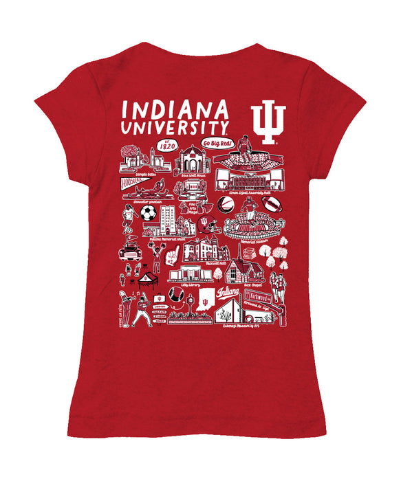 Indiana Hoosiers Hand Sketched Vive La Fete Impressions Artwork Girls Cotton Short Sleeve Tee