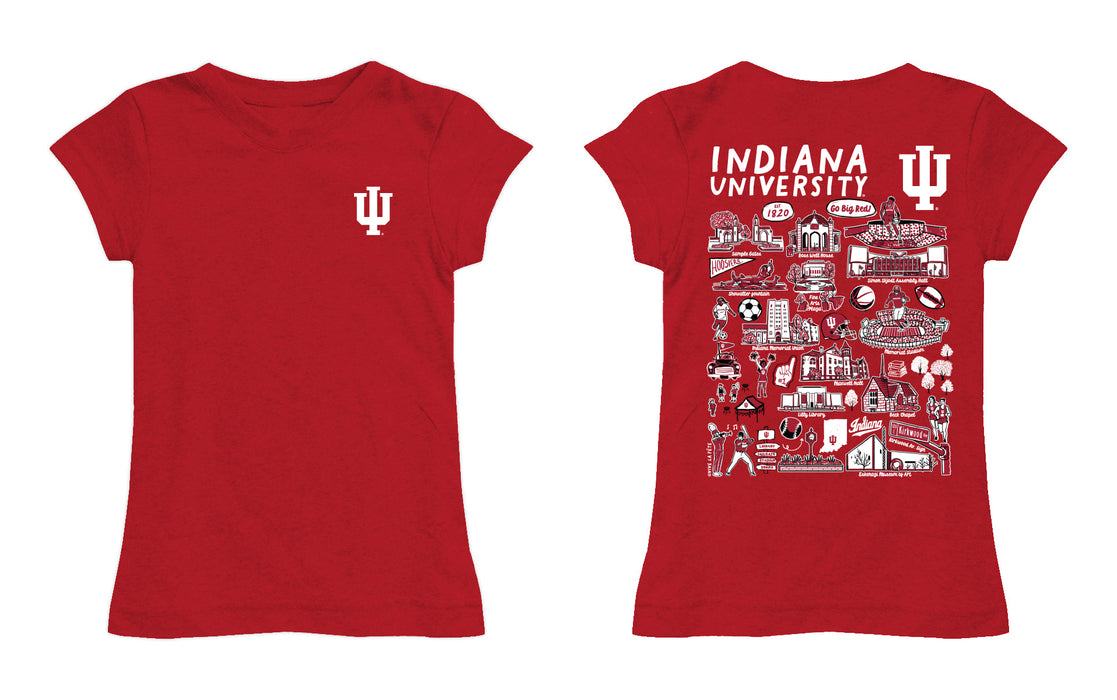 Indiana Hoosiers Hand Sketched Vive La Fete Impressions Artwork Girls Cotton Short Sleeve Tee