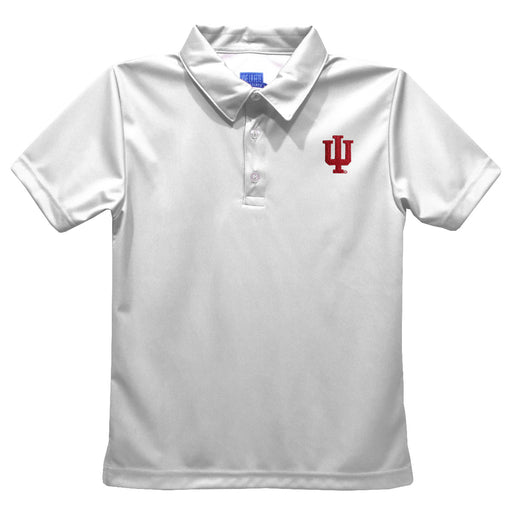 Indiana Hoosiers Embroidered White Short Sleeve Polo Box Shirt