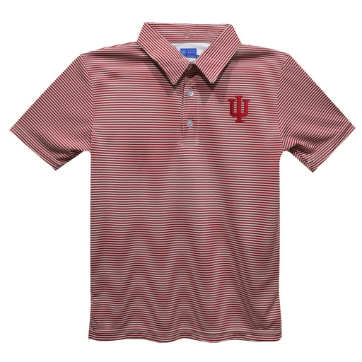 Indiana Hoosiers Embroidered Red Stripes Short Sleeve Polo Box Shirt