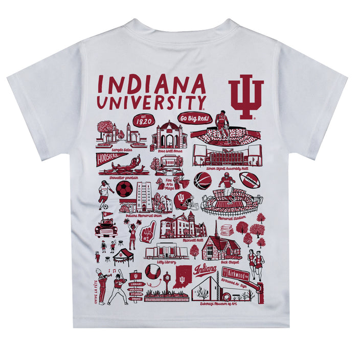 Indiana Hoosiers Hand Sketched Vive La Fete Impressions Artwork Boys White Short Sleeve Tee Shirt