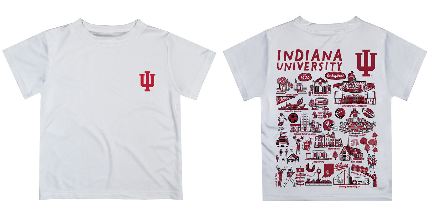 Indiana Hoosiers Hand Sketched Vive La Fete Impressions Artwork Boys White Short Sleeve Tee Shirt