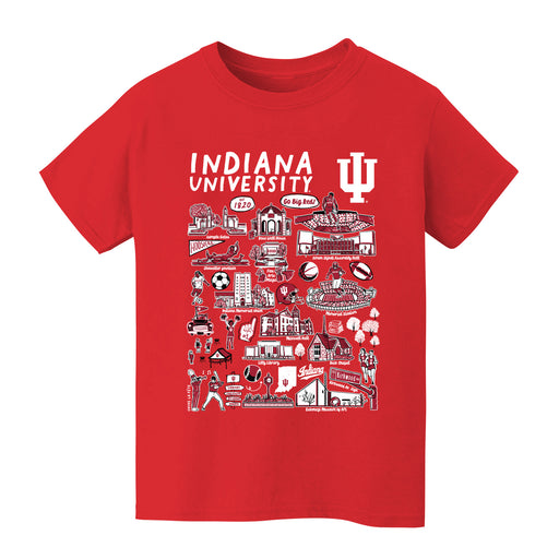 Indiana Hoosiers Hand Sketched Vive La Fete Impressions Artwork Red Cotton Short Sleeve Tshirt