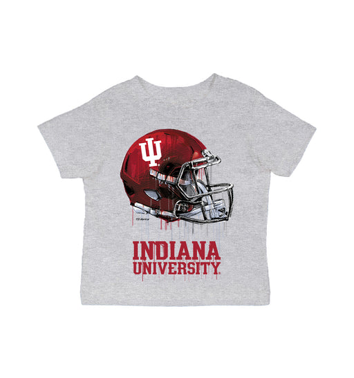 Indiana Hoosiers Original Dripping Football Helmet Grey Cotton T-Shirt  by Vive La Fete