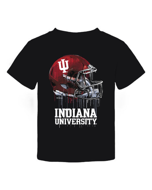 Indiana Hoosiers Original Dripping Football Helmet Red T-Shirt Cotton by Vive La Fete