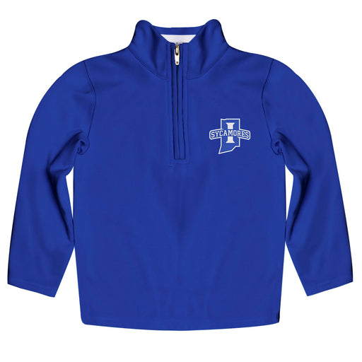 Indiana State Sycamores Vive La Fete Game Day Solid Blue Quarter Zip Pullover Sleeves